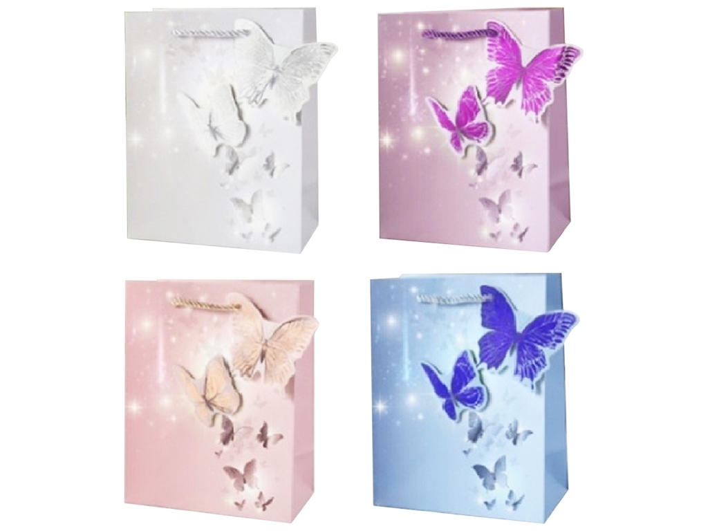 Пакет подарочный бумажный L Butterflies 3D, 30х41,5х12см