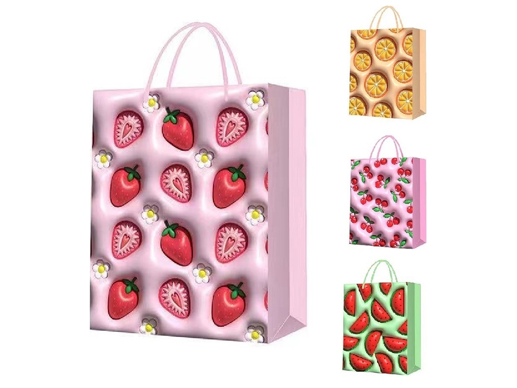Пакет подарунковий паперовий L Fruits 3D, 31х41х12см