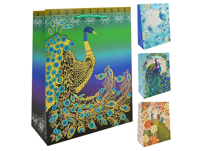Пакет подарочный бумажный L Peacock 31х42х12см