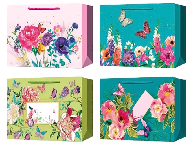 Пакет подарочный бумажный M Flower 32x26x10см