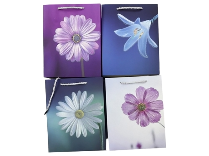 Пакет подарочный бумажный M Flowers, 32x26x12см