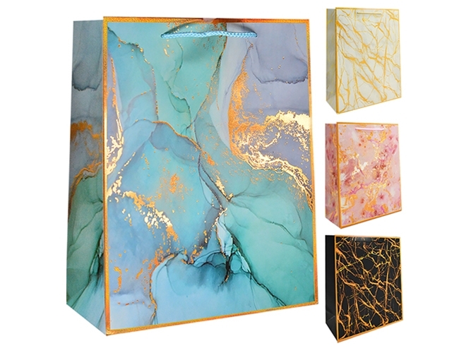 Пакет подарочный бумажный M Golden marble 26х32х10см