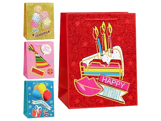 Пакет подарочный бумажный M Party, 26x32x10см