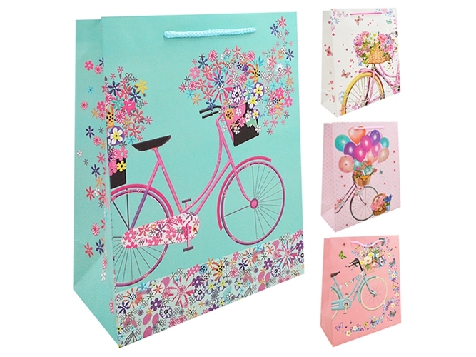 Пакет подарочный бумажный M Sweet bicycle 26х32х10см