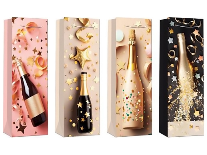 Пакет подарочный бумажный под бутылку Feast, 12x35x9см