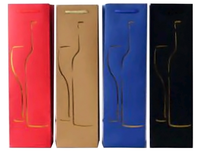 Пакет подарочный бумажный под бутылку Simple 11x38x11см