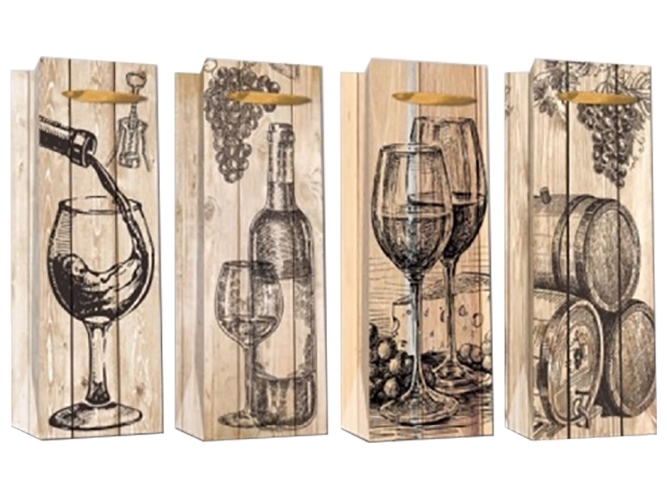 Пакет подарочный бумажный под бутылку Storia del vino 12,8х36х8,4см