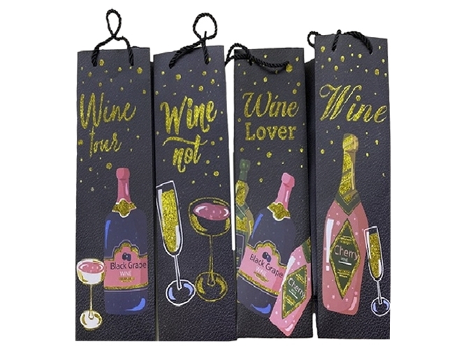 Пакет подарунковий паперовий під пляшку Wine, 12x35x9см