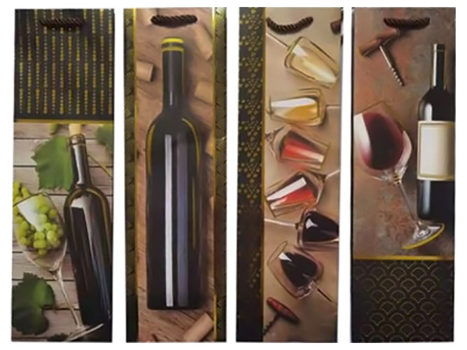 Пакет подарунковий паперовий під пляшку Wine, 36x11x11см