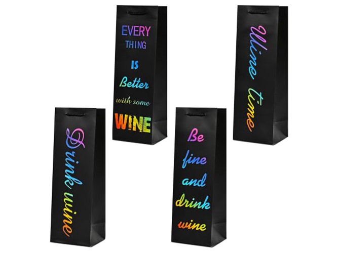 Пакет подарочный бумажный под бутылку Wine time, 36x12x10см
