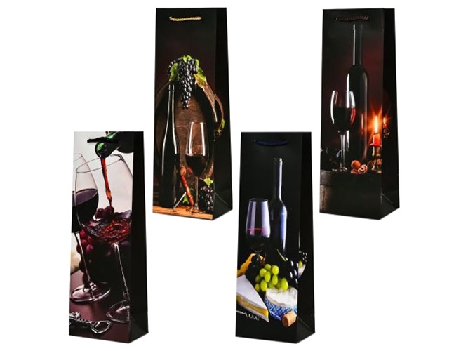Пакет подарочный бумажный под бутылку Wine tour, 36x12,5x8см
