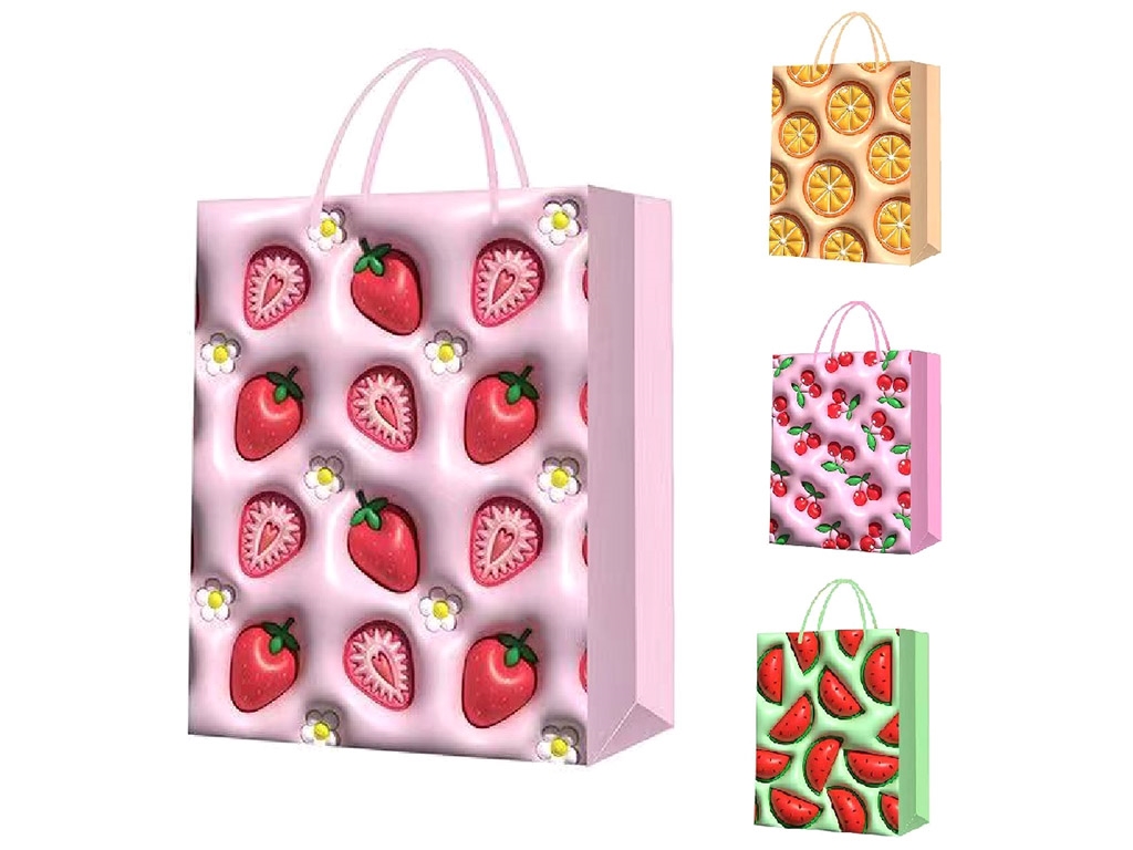 Пакет подарочный бумажный S Fruits 3D, 18x23x10см