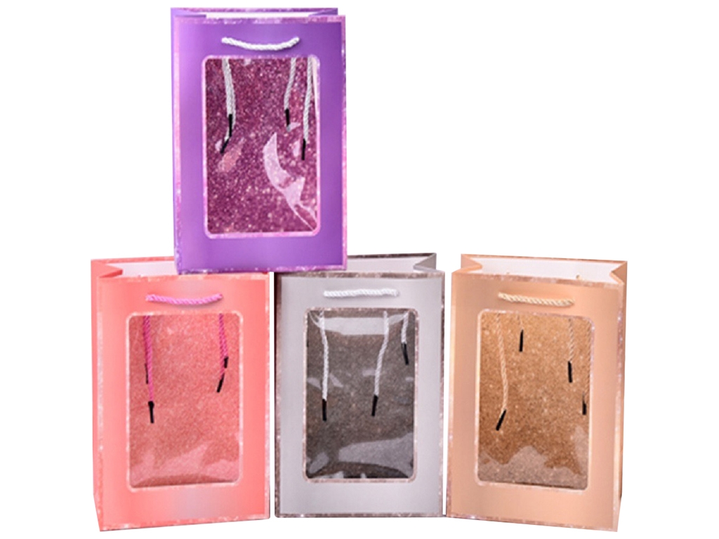 Пакет подарочный бумажный S Glitter frame, 18х23х10см