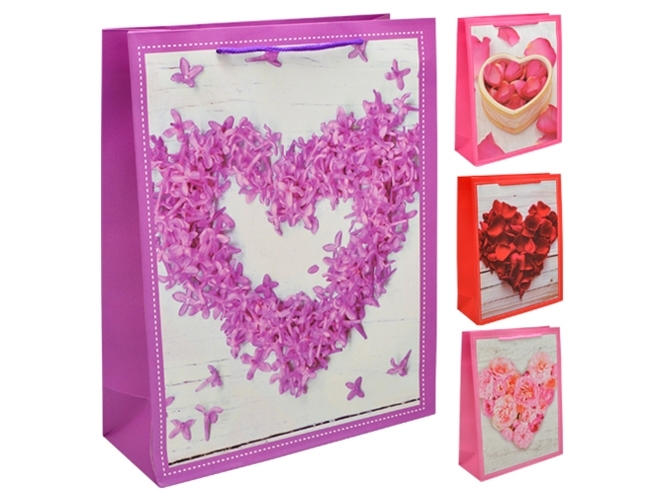 Пакет подарочный бумажный S Heart roses 18х24х8,5см