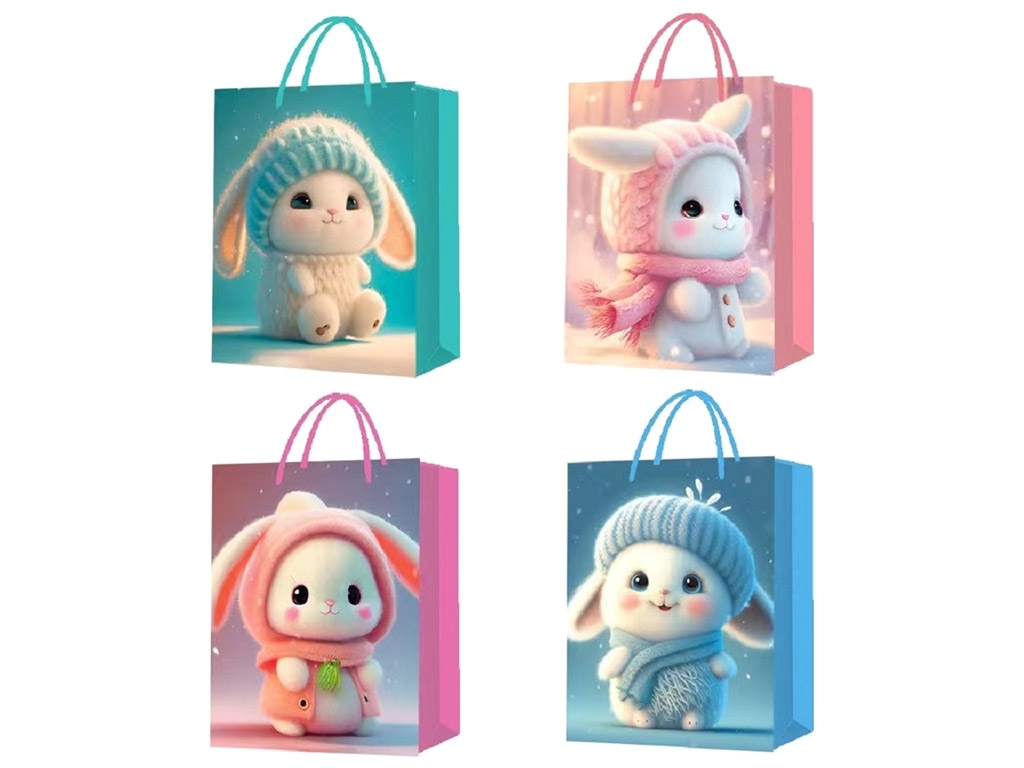 Пакет подарунковий паперовий S Rabbits 3D, 18x23x10см