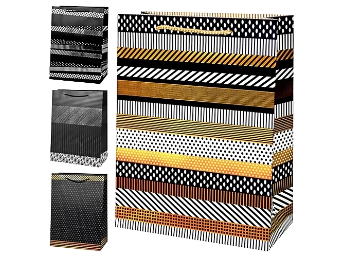 Пакет подарочный бумажный S Shining stripes, 18x23x8см