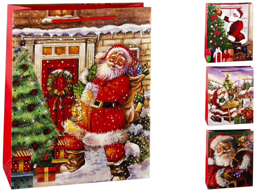 Пакет подарочный бумажный "Santa" M 26х10х32см