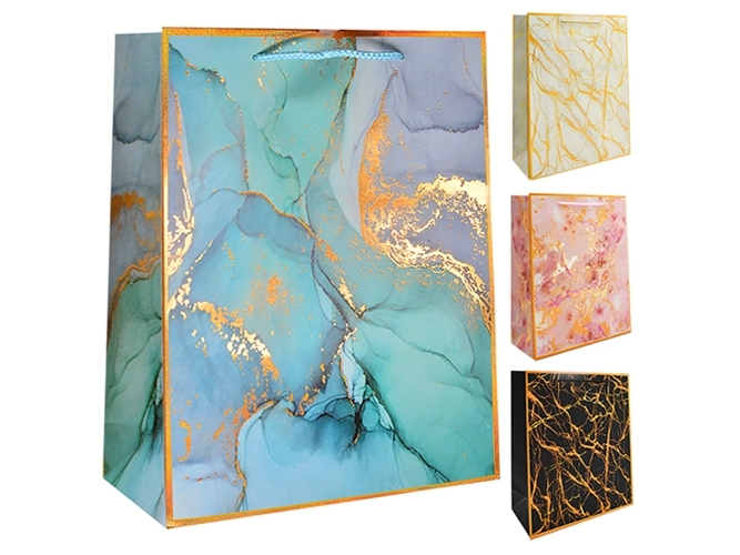 Пакет подарунковий паперовий XL Golden marble 59х44х17см