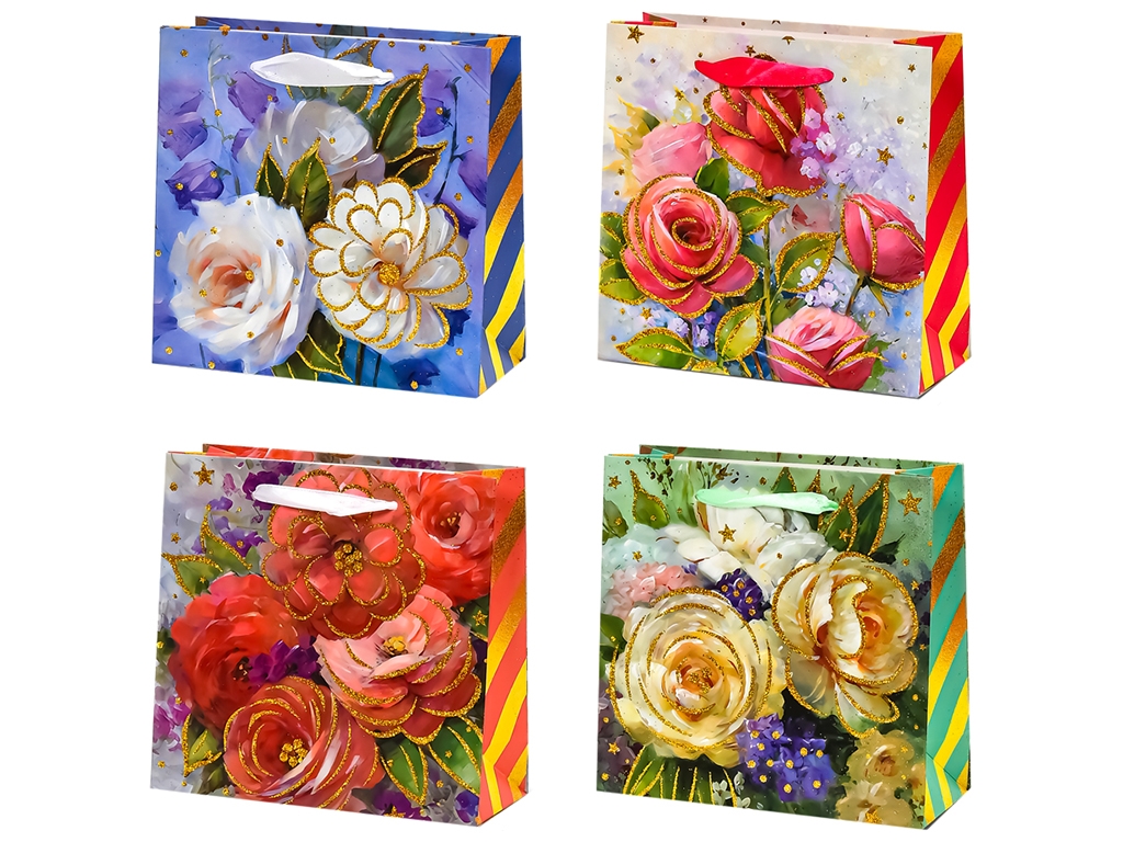 Пакет подарочный бумажный XS Flowers, 14,5x15x6см