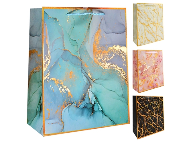 Пакет подарочный бумажный XXL Golden marble 51х72х18см