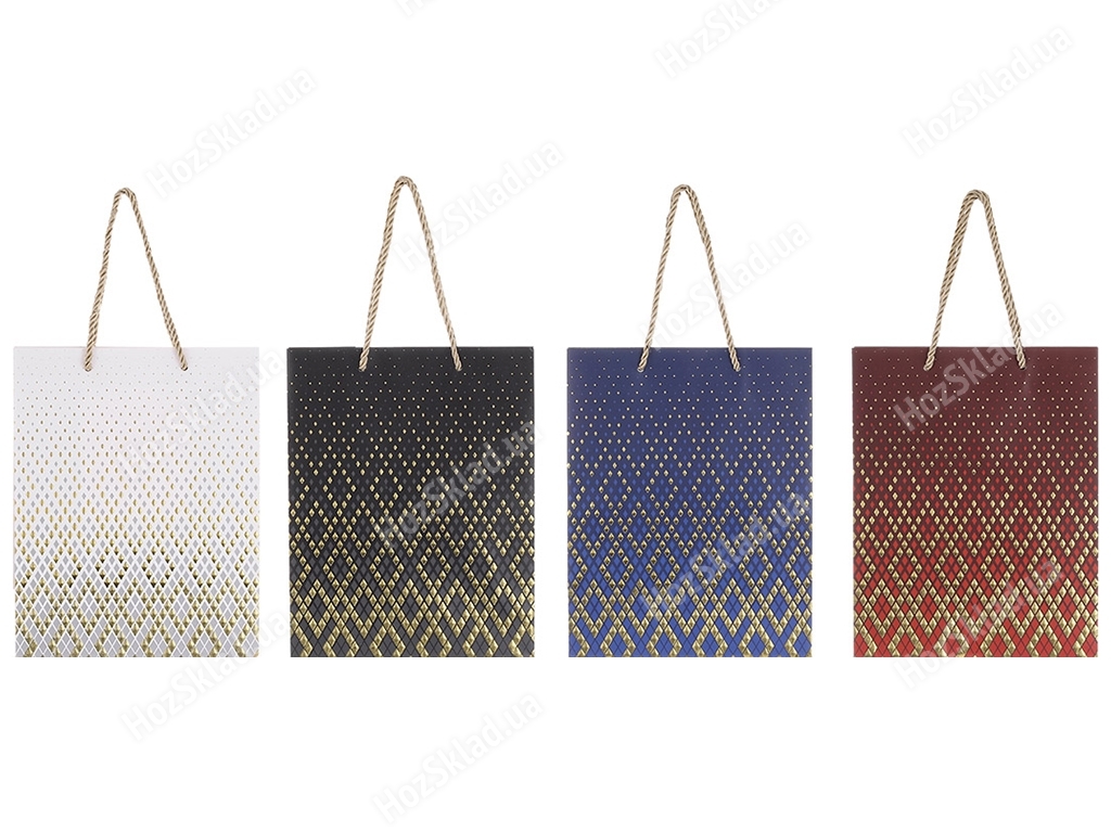 Пакет подарочный, с классическим принтом и золотым напылением