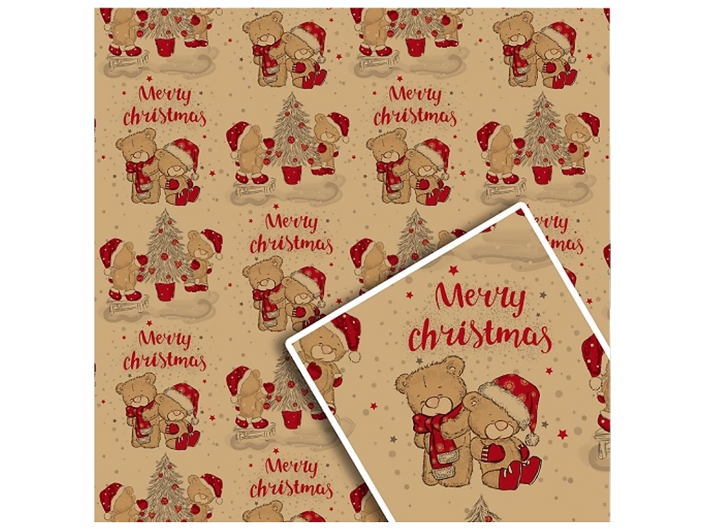 Бумага упаковочная крафт новогодняя, 10л/уп