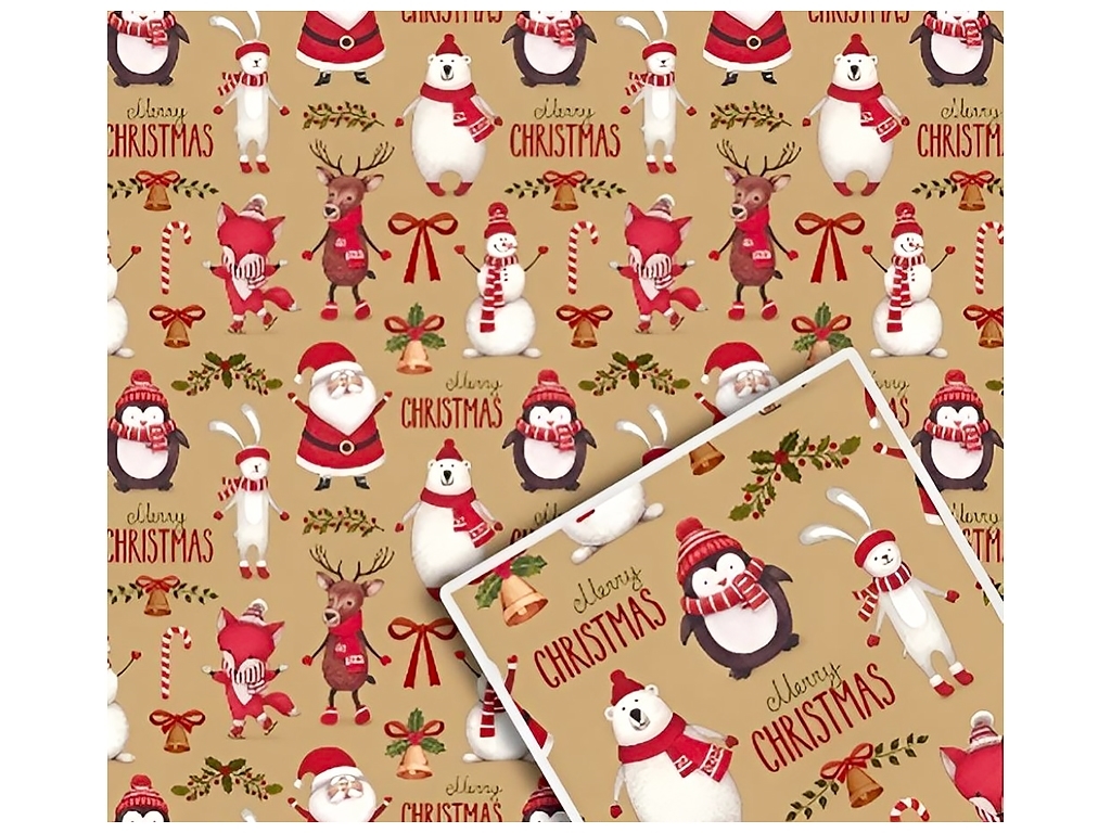 Бумага упаковочная крафт новогодняя, 10л/уп 