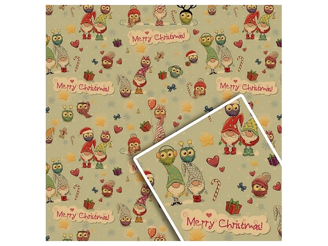 Бумага упаковочная крафт новогодняя, 70x100см, 10л/уп