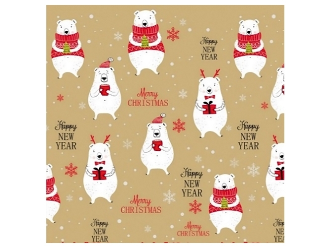 Папір пакувальний крафт новорічний, 70x100см, 10л/уп