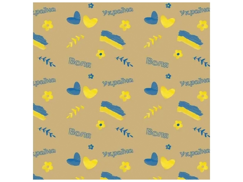 Папір пакувальний крафт Україна серця, 70x100см, 10л/уп