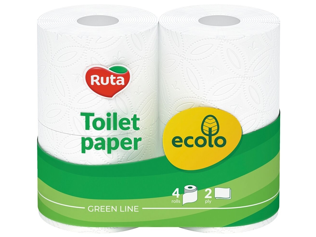 Папір туалетний Ruta Ecolo 2х шаровий, 4 рулони