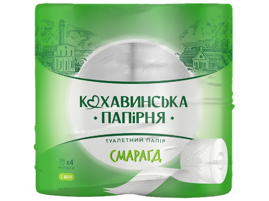 Бумага туалетная Изумруд двухслойная, белая (4рул в упаковке)