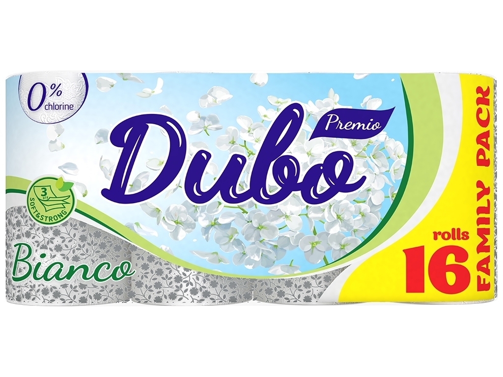 Папір туалетний Диво Premio Bianco, СГ 15г/м, 3х шаровий, білий, на гільзі (упаковка 16шт)