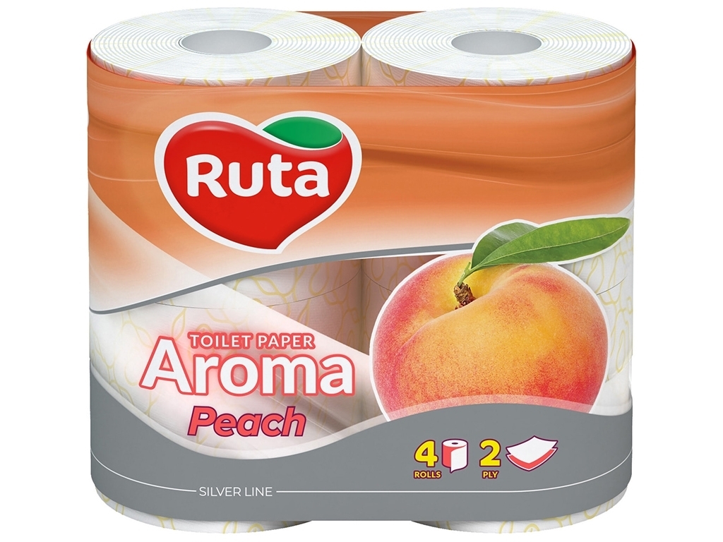 Туалетная бумага Ruta Персик, 2х слойная, 4шт