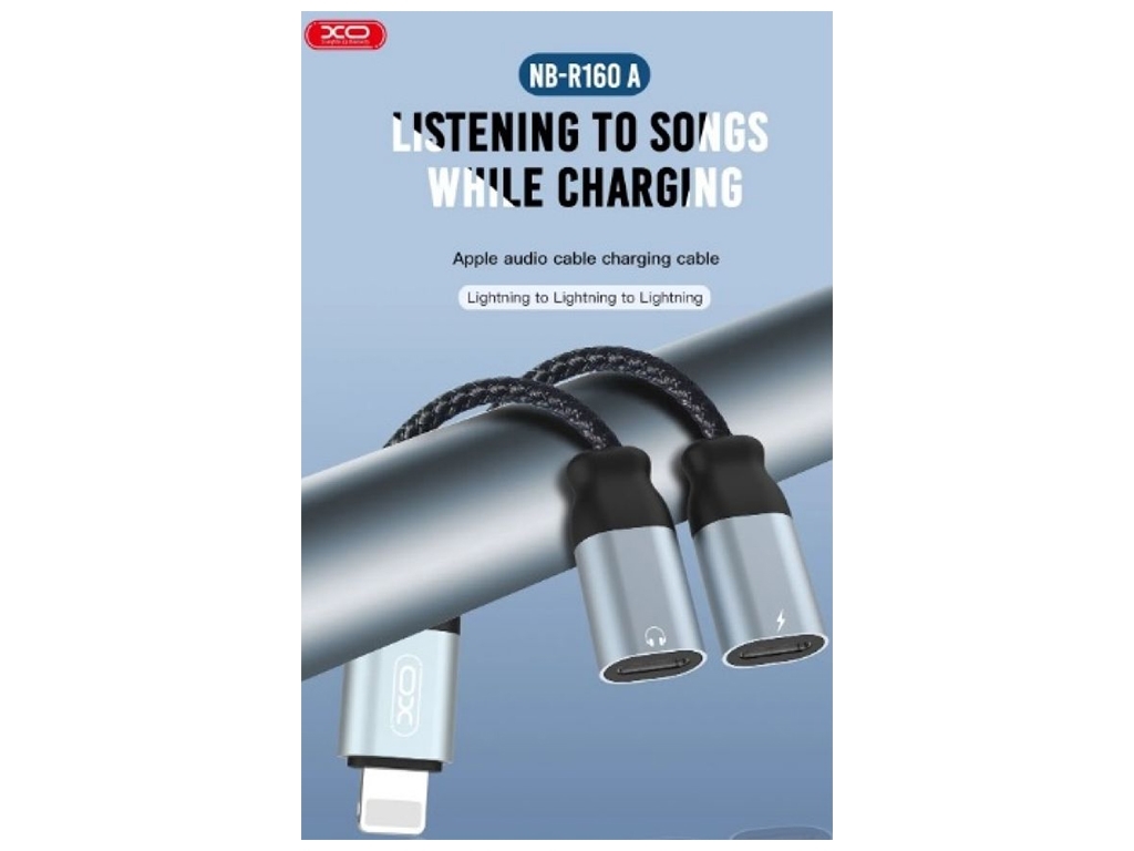 Переходник XO NBR160A audio adaptor Lightning to double Lightning Цвет Черный