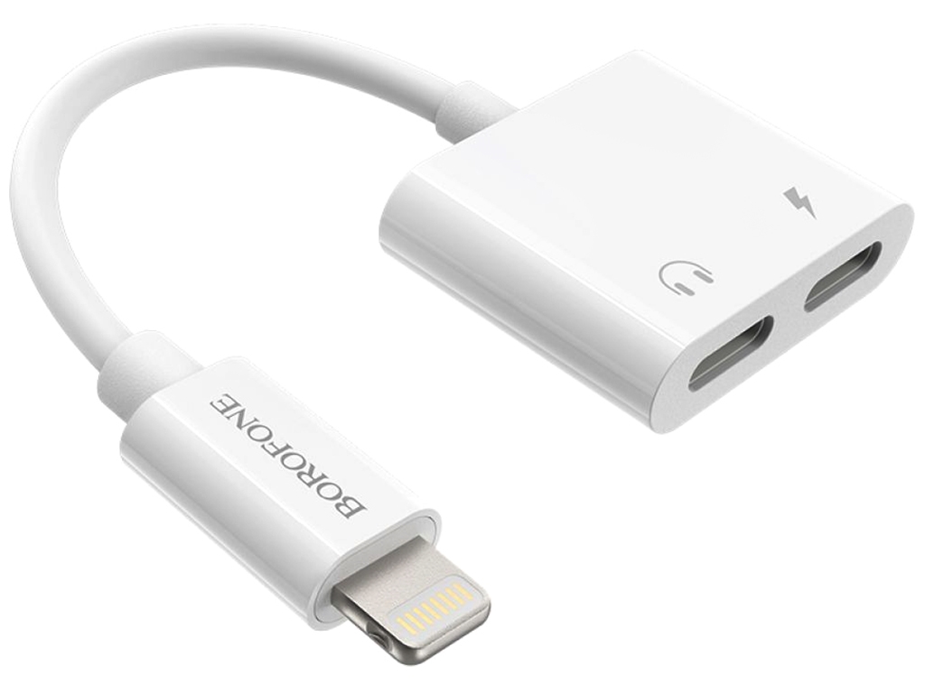 Перехідник Borofone BV11 Dual iP digital audio converter Колір Бiлий
