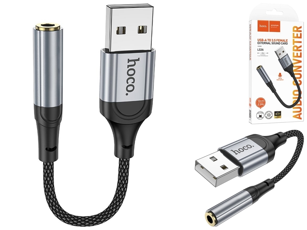 Переходник Hoco LS36 Fresh external sound card USB to 3.5 Цвет Черный