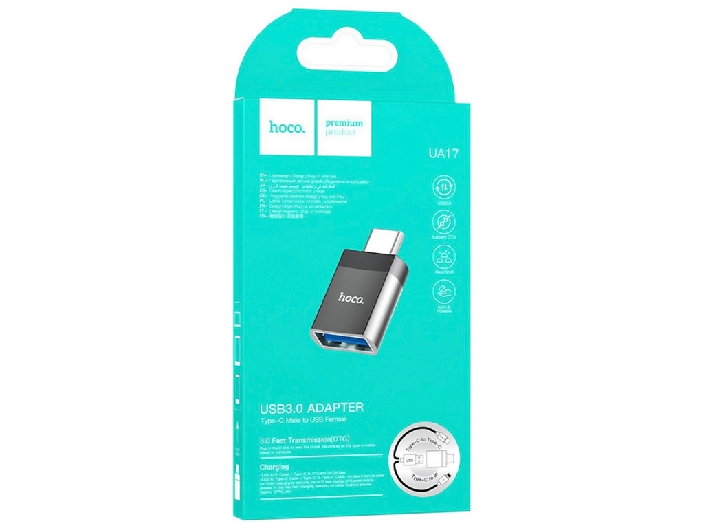 Купить Перехідник Hoco UA17 Type-C male to USB female USB3.0 Колір Чорний - фото 7