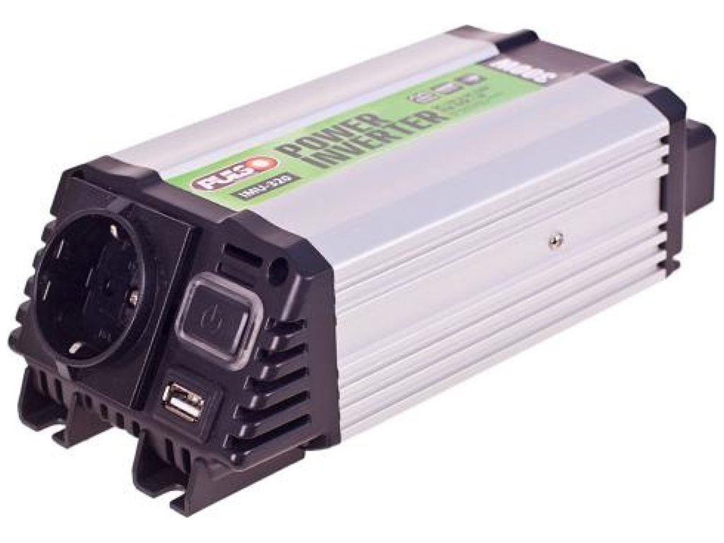 Преобразователь напряжения PULSO (IMU-320) 12V-220V, 300W, USB-5VDC2.0A, мод.волна, клеммы