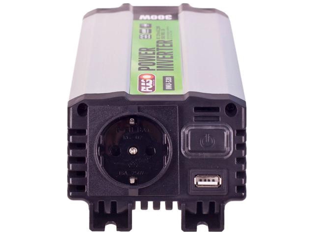 Преобразователь напряжения PULSO (IMU-320) 12V-220V, 300W, USB-5VDC2.0A, мод.волна, клеммы