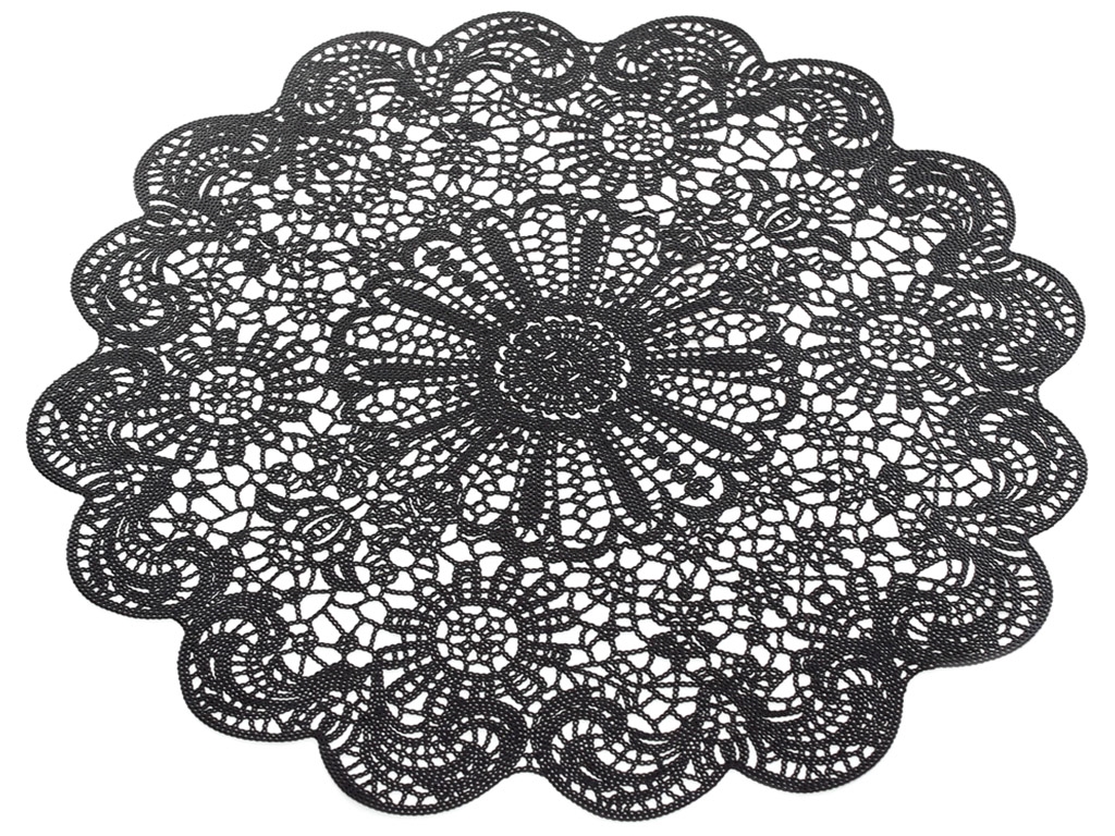Подтарельник фигурный Кружева, 38см, цвет – черный