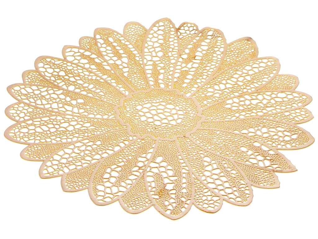 Подтарельник круглый Ажурный цветок, 38см, цвет - золото