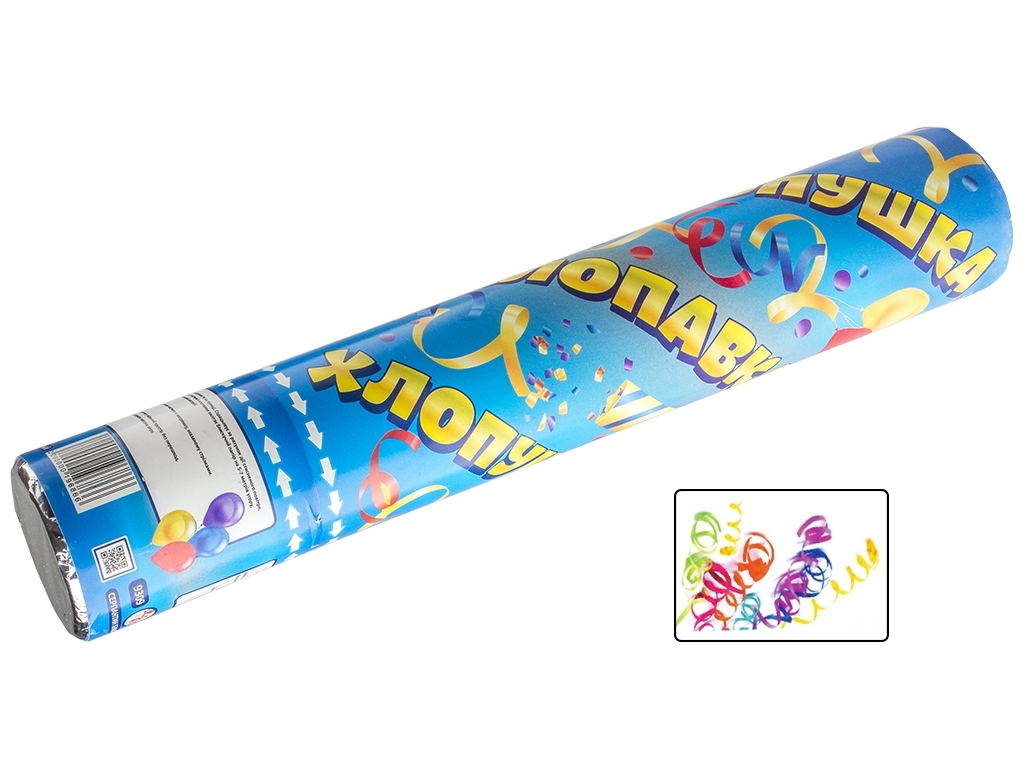 Пневмохлопушка Stenson "Серпантин бумажный" разноцветное конфетти 27,8см