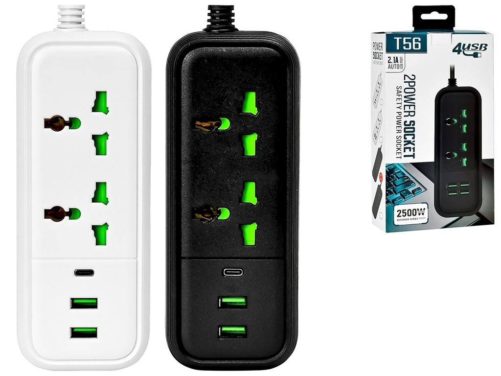 Подовжувач, 3м (2р 2USB 1Type-C) 12х4,6х20,2см