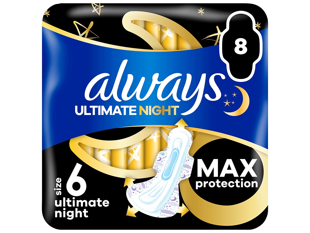 Прокладки гигиенические Always Ultimate Night, 9 капель, 8шт