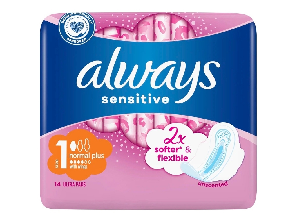 Прокладки ультратонкие Always Sensitive Normal Plus, 14шт, 4капли