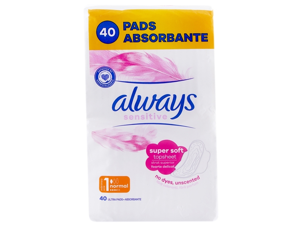 Прокладки ультратонкие Always Sensitive Normal Plus, 40шт, 4капли