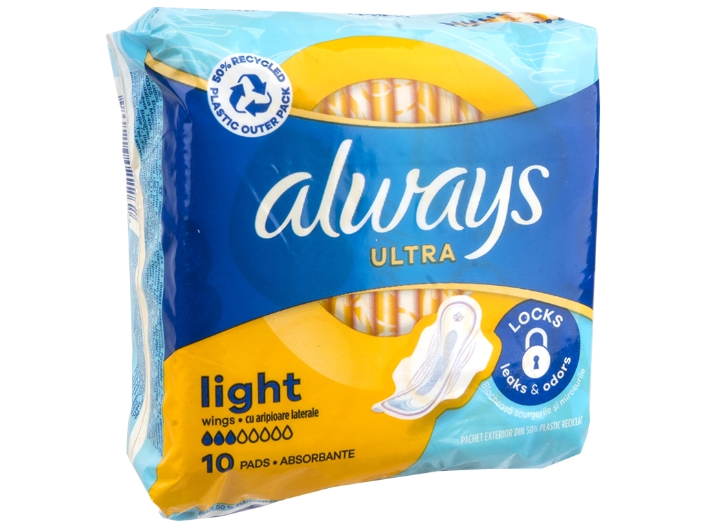 Прокладки ультратонкі Always Ultra Light, ароматизовані, 3краплі, 10шт