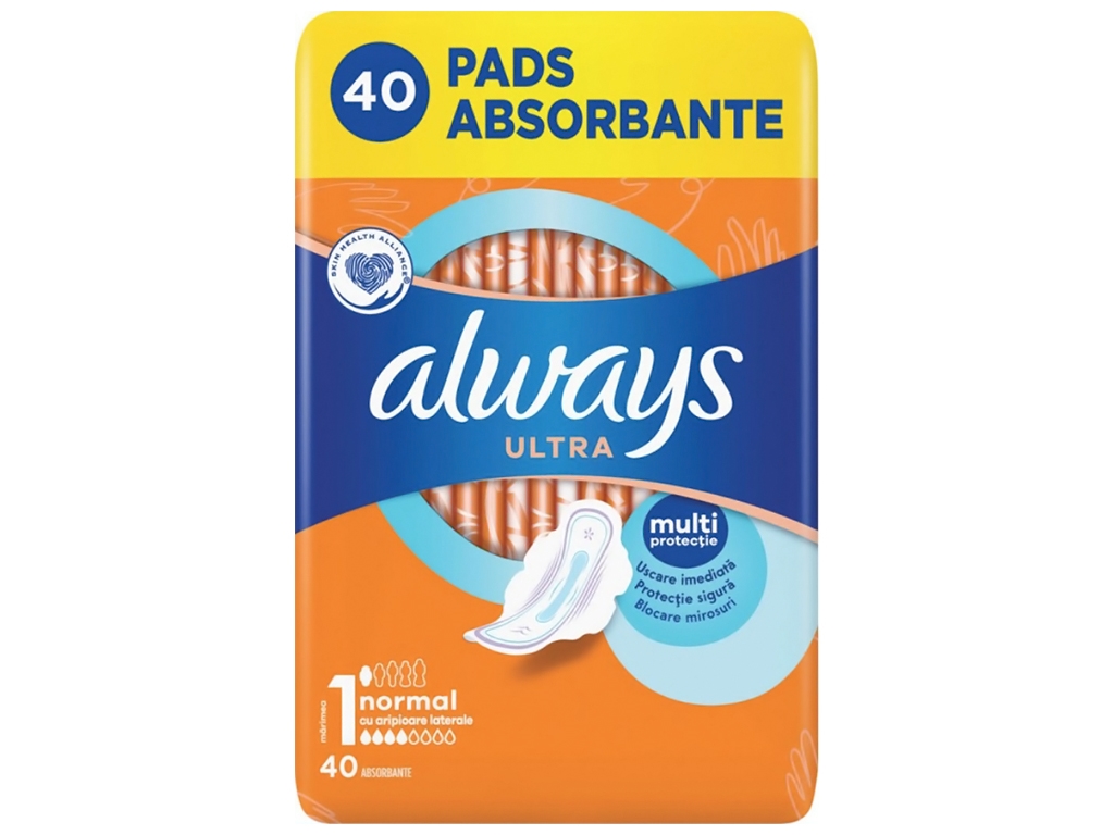 Прокладки ультратонкие Always Ultra Normal, ароматизированные, 4капли, 40шт