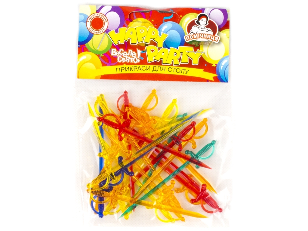 Украшения "Шпажка Шпага" Помічниця "Happy party" 25шт 8см